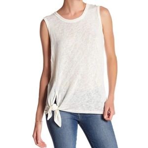 Bobeau Nordstrom Womens Tie-Front Slub-Knit Tank Top White NWT Size X-Large